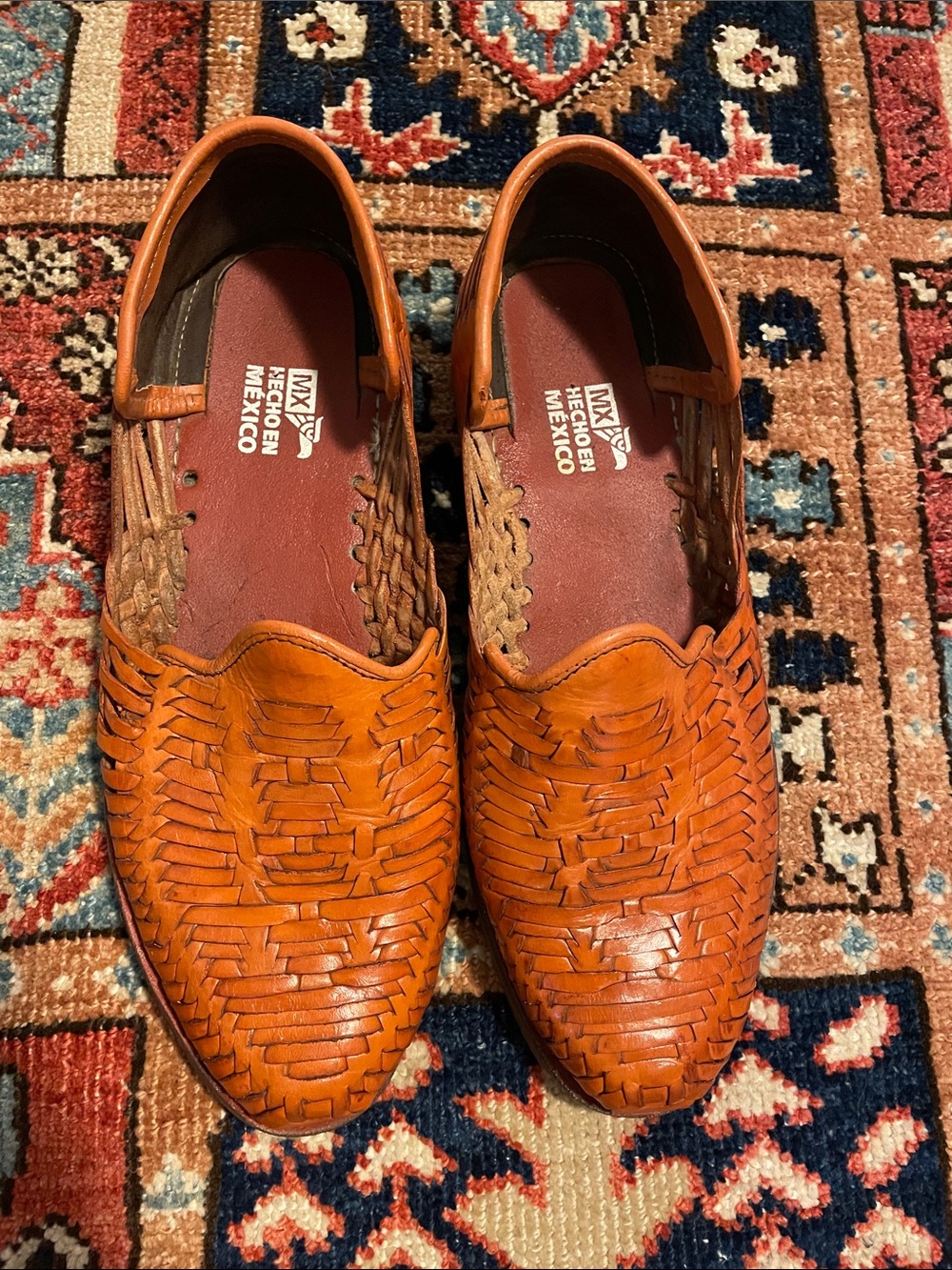 Mexican Woven Leather Slip-On Huaraches in Tan